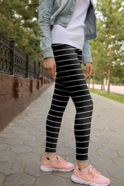 Thin Striped Black leggings, Capris and Shorts - Waist No More