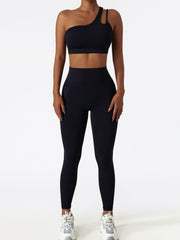 Cutout One-Shoulder Sports Bra and Legggings Set