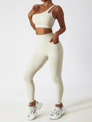 Cutout One-Shoulder Sports Bra and Legggings Set