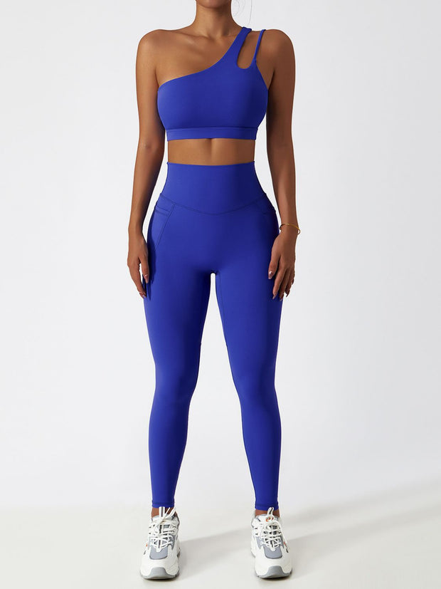 Cutout One-Shoulder Sports Bra and Legggings Set