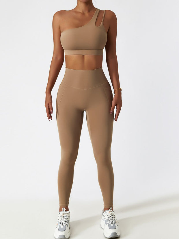 Cutout One-Shoulder Sports Bra and Legggings Set