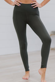 Zenana Step Aside Full Size Athletic Leggings with Pockets in Ash Grey