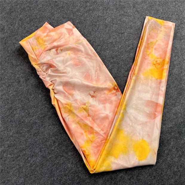 Fitness Yoga Leggings Sports Leggings Female Pants Print High Waist Hips Push Up Running Pants Women Gradient Printing Leggings