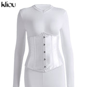 Kliou fashion women matching outfits casual jumpsuits/bandage corset co-ord set activewear fitness skinny stretchy