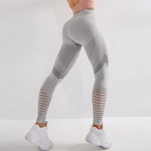 Seamless Yoga Pants Women Leggings High Waist Workout Running Sportwear Push Up Gym Trousers  Hollow Fitness Trainning Leggings