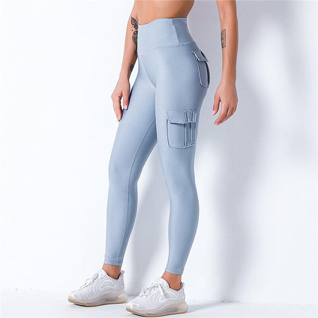 Nessaj High Waist Fitness Leggings Women Pocket Leggings Solid Color Push Up Legging Women Clothing Polyester Leggings