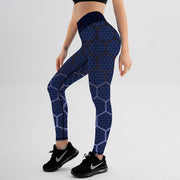 2018 New Sports Leggings Women Sportswear Purple Honeycomb Pattern Polyester High Waist Leggings