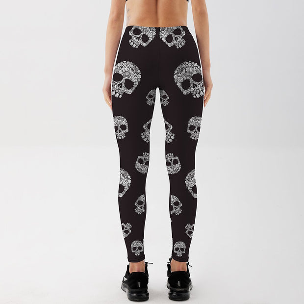 Qickitout Leggings New Arrival 2018 women's plus size leggings Black Skull thermal leggings fitness warm winter leginsy Pants