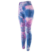 RUUHEE Tie Dye Tight Leggings Sports Women Fitness with Pocket Yoga Pants Stretch Workout Leggings Patchwork Slim Gym Leggings