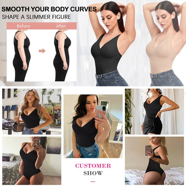 Shapewear Bodysuit Scoop Neck Tank Tops for Women Tummy Control Waist Trainer Corsets Vest Slimming Full Body Shaper