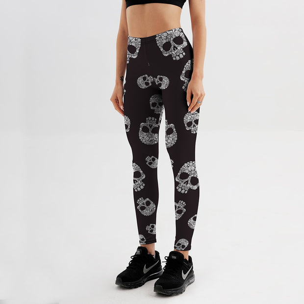 Qickitout Leggings New Arrival 2018 women's plus size leggings Black Skull thermal leggings fitness warm winter leginsy Pants