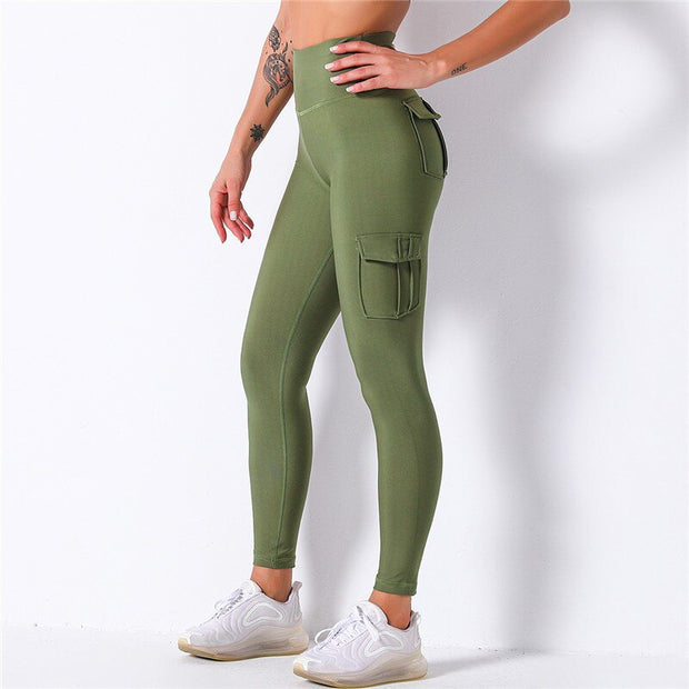 Nessaj High Waist Fitness Leggings Women Pocket Leggings Solid Color Push Up Legging Women Clothing Polyester Leggings