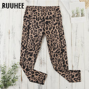 RUUHEE Tight Leggings Leopard Sports Women Fitness With Pocket Yoga Pants Stretch Workout Leggings Patchwork Slim Gym Leggings