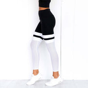 Women's Solid Color Patchwork Pants Mesh Black White Patchwork Leggins Mujer Workout Fitness Push Up Jeggings Push Up Leggings