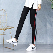 2021 Quality Cotton Leggings Side Stripes Women Casual High-stretch Leggings Pants High Waist Fitness Leggings Female