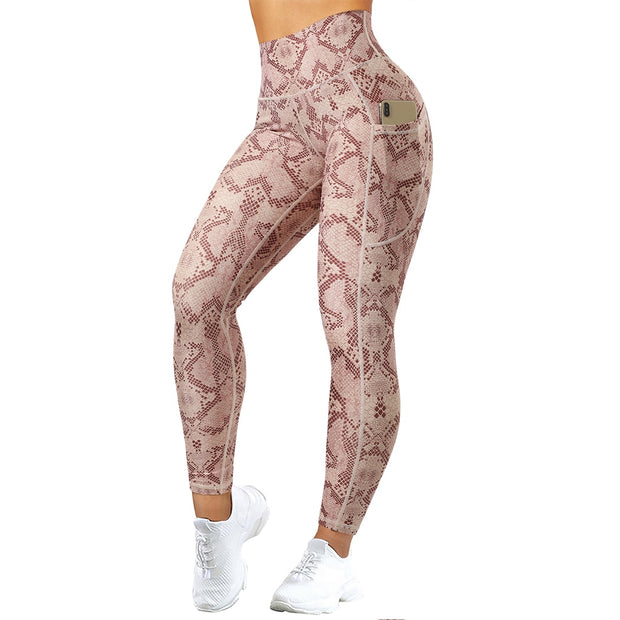 RUUHEE Tight Leggings Leopard Sports Women Fitness With Pocket Yoga Pants Stretch Workout Leggings Patchwork Slim Gym Leggings