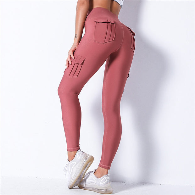 Nessaj High Waist Fitness Leggings Women Pocket Leggings Solid Color Push Up Legging Women Clothing Polyester Leggings