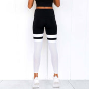 Women's Solid Color Patchwork Pants Mesh Black White Patchwork Leggins Mujer Workout Fitness Push Up Jeggings Push Up Leggings