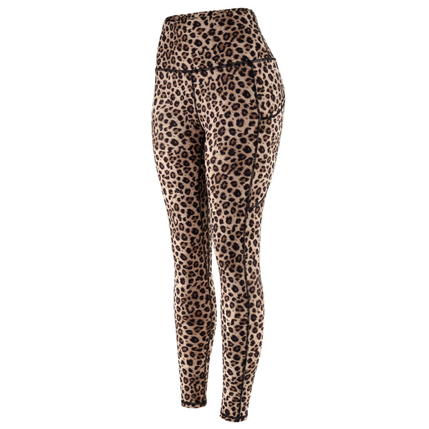 RUUHEE Tight Leggings Leopard Sports Women Fitness With Pocket Yoga Pants Stretch Workout Leggings Patchwork Slim Gym Leggings