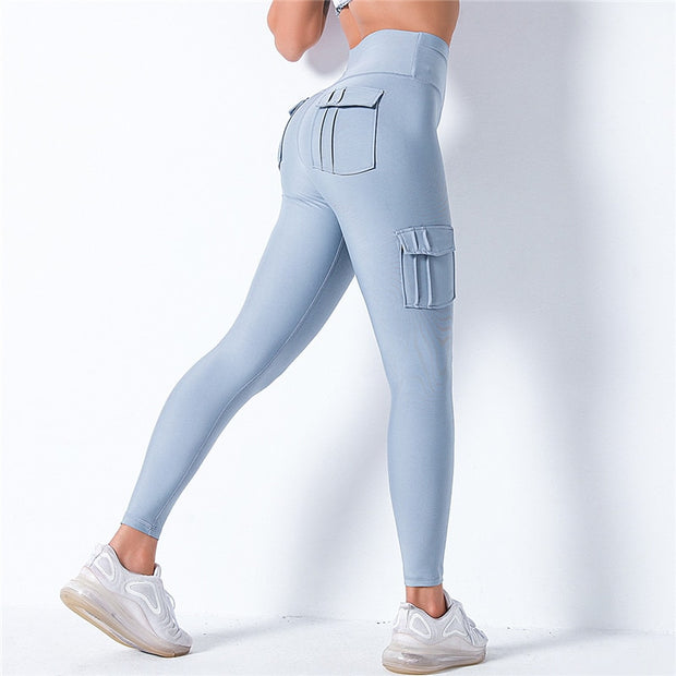 Nessaj High Waist Fitness Leggings Women Pocket Leggings Solid Color Push Up Legging Women Clothing Polyester Leggings