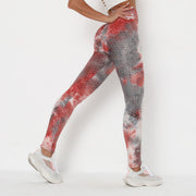 RUUHEE Tie Dye Tight Leggings Sports Women Fitness with Pocket Yoga Pants Stretch Workout Leggings Patchwork Slim Gym Leggings