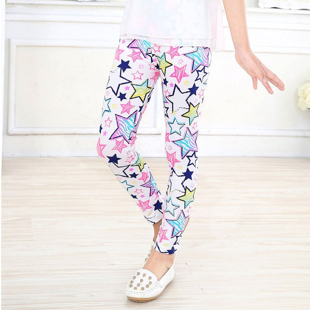 Colorful Girls Leggings Girl Autumn Clothes Pencil Pants Cotton Kids Trousers Print Flower Skinny Children Leggings For Girls