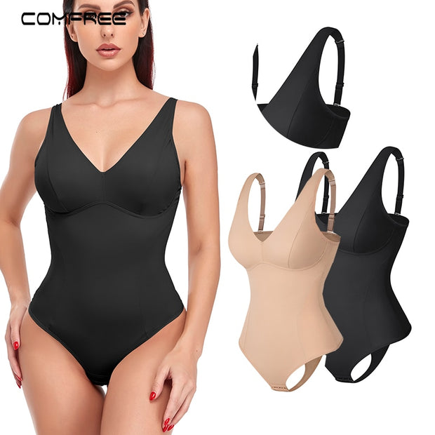 Shapewear Bodysuits For Women Thong Body Shapers Waist Trainer Vest V Neck Compression Tank Tops Slimming Underwear Faja Skims