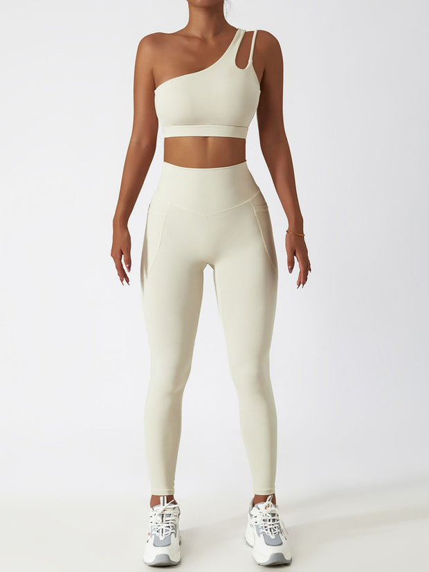 Cutout One-Shoulder Sports Bra and Legggings Set