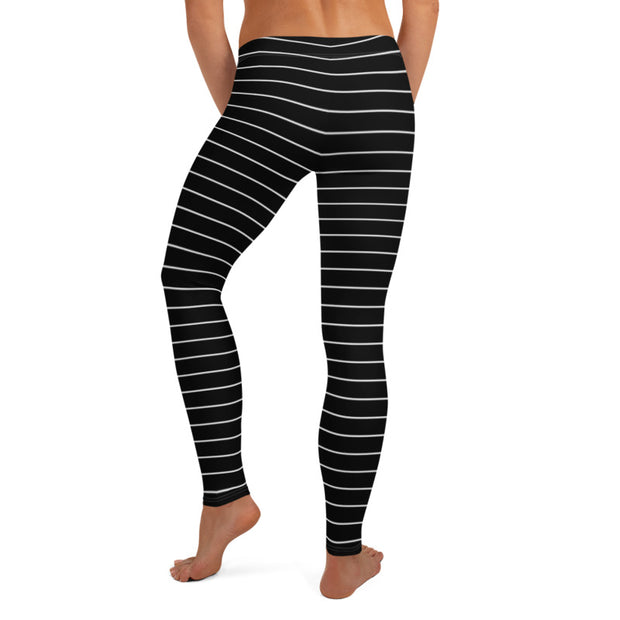 Thin Striped Black leggings, Capris and Shorts - Waist No More