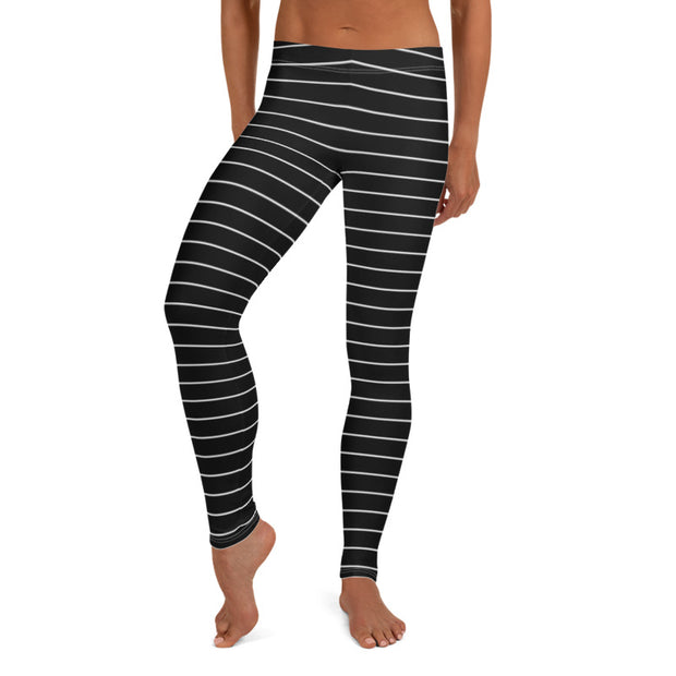 Thin Striped Black leggings, Capris and Shorts - Waist No More