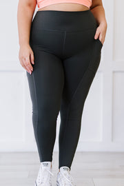 Zenana Step Aside Full Size Athletic Leggings with Pockets in Ash Grey