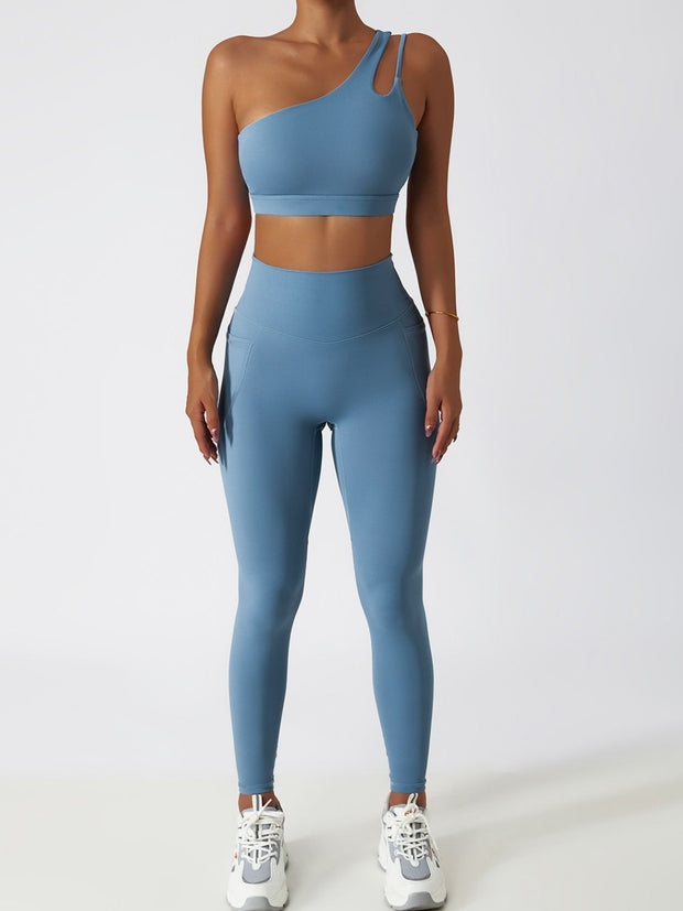 Cutout One-Shoulder Sports Bra and Legggings Set