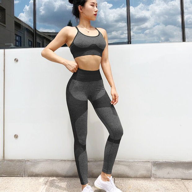 Yoga suit Ms Fitness clothes Sportswear Sports bras and tights Woman Gym Set clothes Seamless work out motion pants Yoga pants