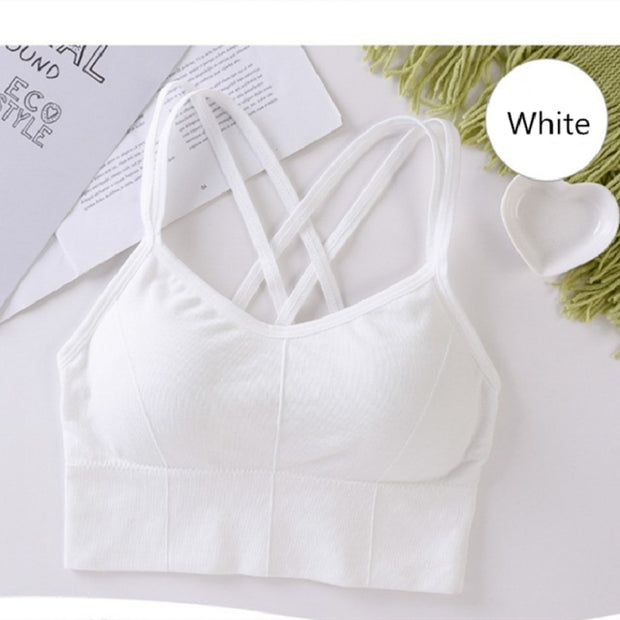 Beauty Back Sports Bra Women Padded Sports Top Vest Tops Shock-Proof Gathering High-Intensity Yoga Bra Cotton Underwear Fitness