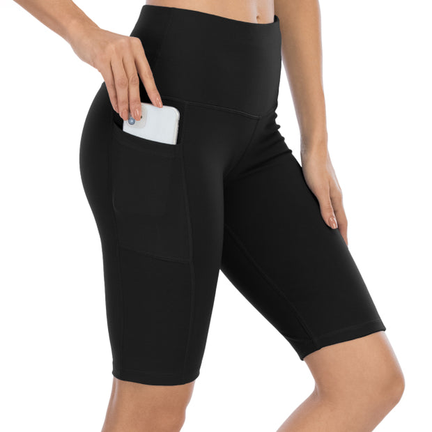 ATHVOTAR Sport Shorts Female Fitness Nudity High Waist Hip Lift Running Yoga Short Side Pockets Tights Quick Dry Gym Sportswear