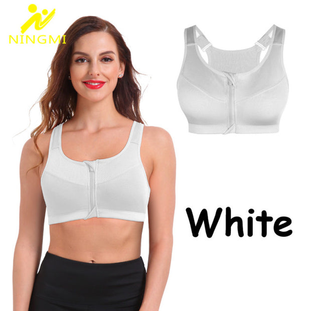 NINGMI Sports Bra Hot Women Gym Fitness Zipper High Impact Vest Active Wear Underwear Push Up Running Yoga Bra Sport Crop Tops