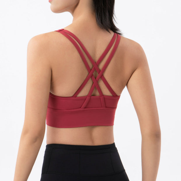 SOISOU Nylon Top Women Bra Sexy Top Woman Breathable Underwear Women Fitness Yoga Sports Bra For Women Gym 22 Colors
