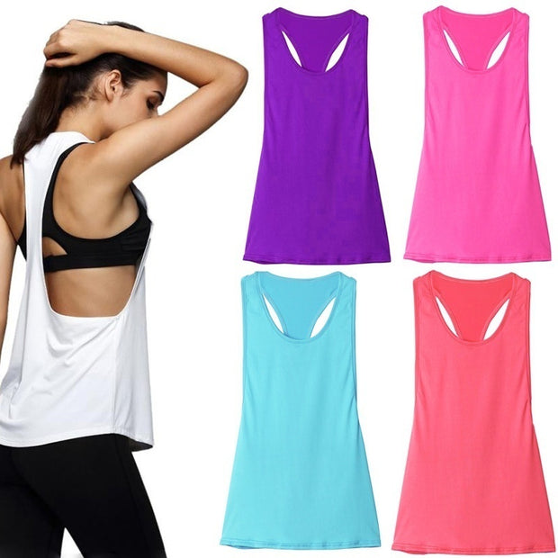 Women&#39;s Tank Tops Blouse Loose Sleeveless Shirt Gym Yoga Vest Training Running Vest  Women Gym Tank Top